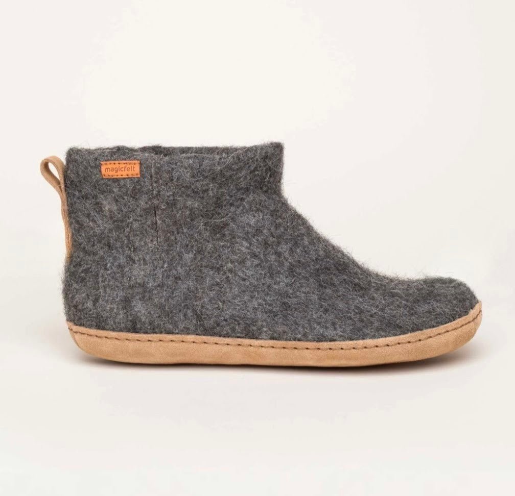 NEW! Magic Felt - Rare Wool Slippers - Boiled Wool & Leather Bootie - Nature's Wild Child