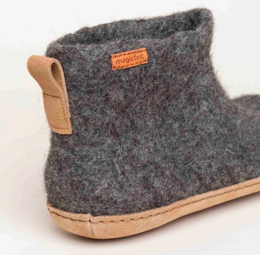 NEW! Magic Felt - Rare Wool Slippers - Boiled Wool & Leather Bootie - Nature's Wild Child