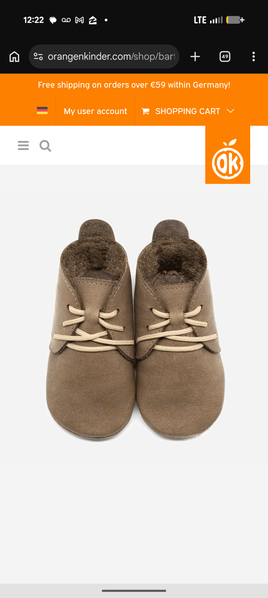 Orangenkinder - Vegetable Tanned - Leather Baby Barefoot Shoes (2 colors) - Nature's Wild Child