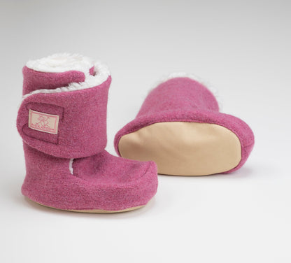 Pickapooh - Organic Boiled Wool - Organic Cotton Sherpa lined - Baby Booties - Nature's Wild Child