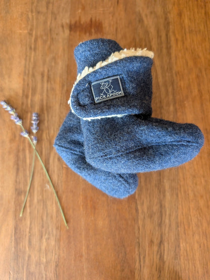 Pickapooh - Organic Boiled Wool - Organic Cotton Sherpa lined - Baby Booties - Nature's Wild Child