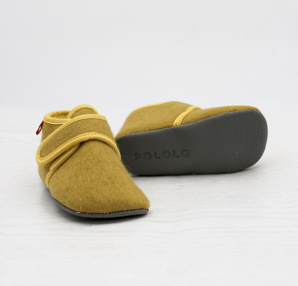 Pololo - Organic Wool (from Disana) Barefoot Slippers with Velcro - Babies & Toddlers - Nature's Wild Child