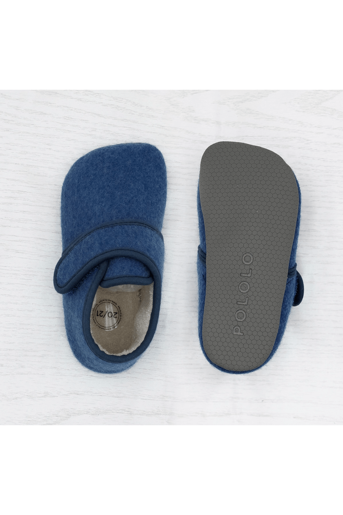 Pololo - Organic Wool (from Disana) Barefoot Slippers with Velcro - Babies & Toddlers - Nature's Wild Child