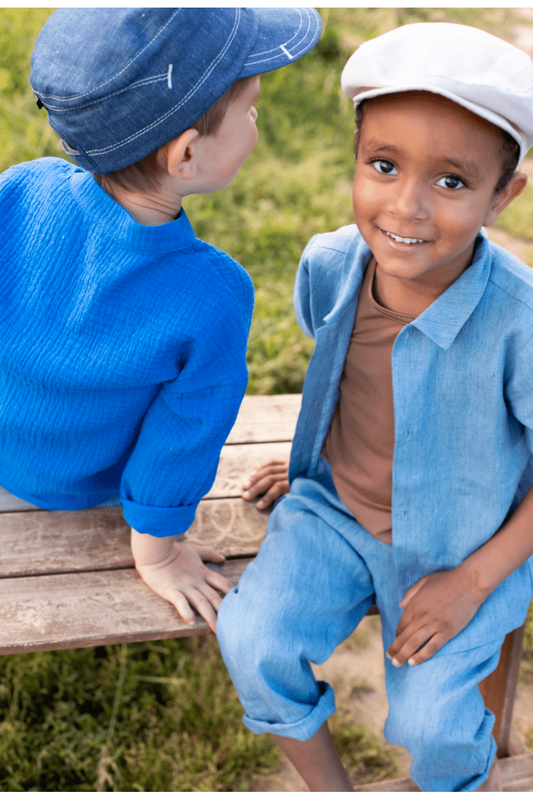 Pure Pure - Linen - Short Sleeve Button - Up Shirt - Toddler & Kids (2 colors) - Nature's Wild Child