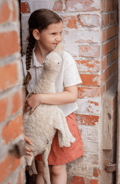 Senger - GOTS Organic Cotton Stuffed Animal - Large Cuddly Linen Goose - Nature's Wild Child
