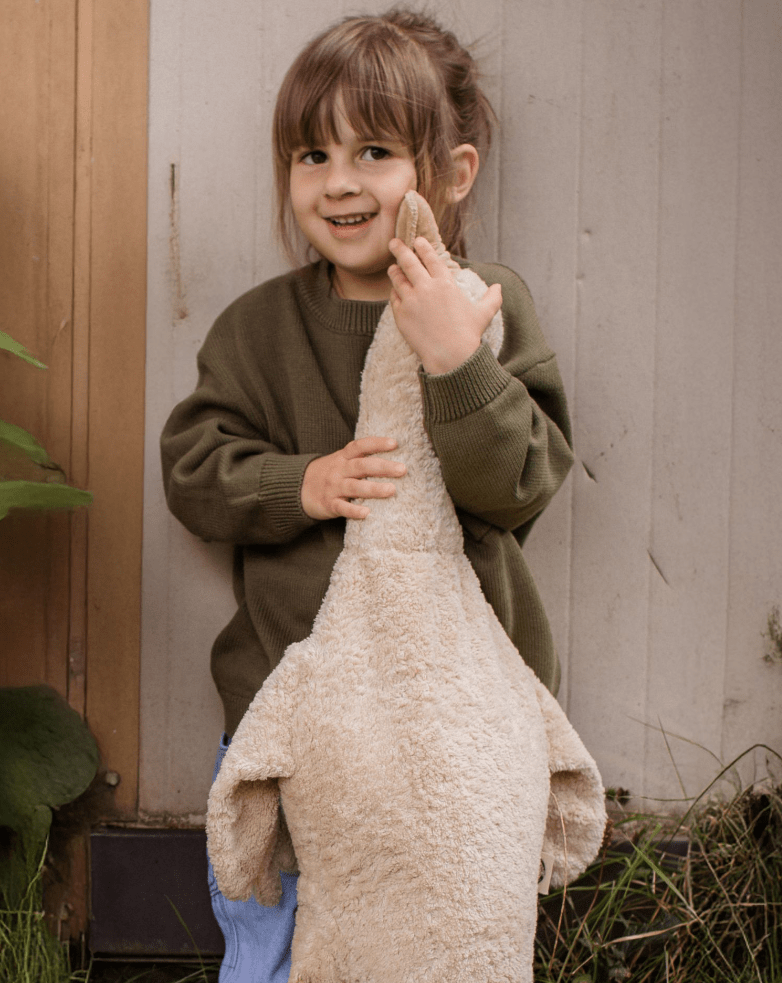 Senger - GOTS Organic Cotton Stuffed Animal - Large Cuddly Linen Goose - Nature's Wild Child