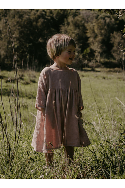 The Simple Folk - Muslin Dress - Organic Cotton - Pink - Nature's Wild Child