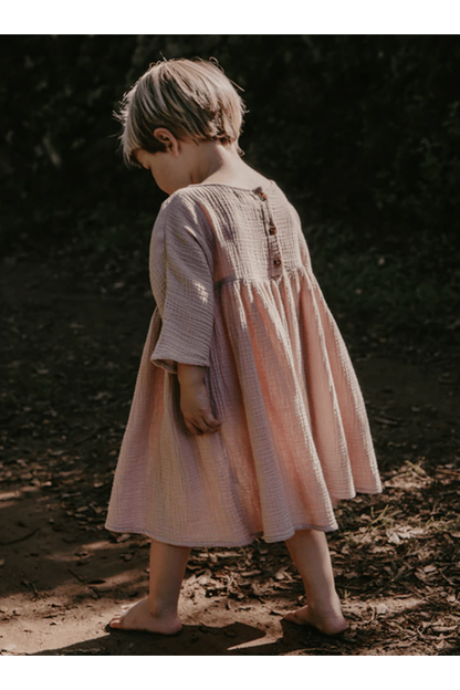 The Simple Folk - Muslin Dress - Organic Cotton - Pink - Nature's Wild Child