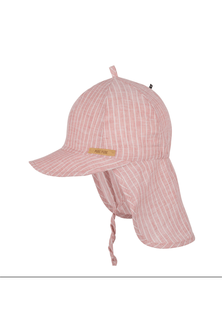 Baseball Cap - Linen Sun Hat with Neck Protection - Baby and Kids (3 Colors) Pink Stripe / 45 (6-12 Months)