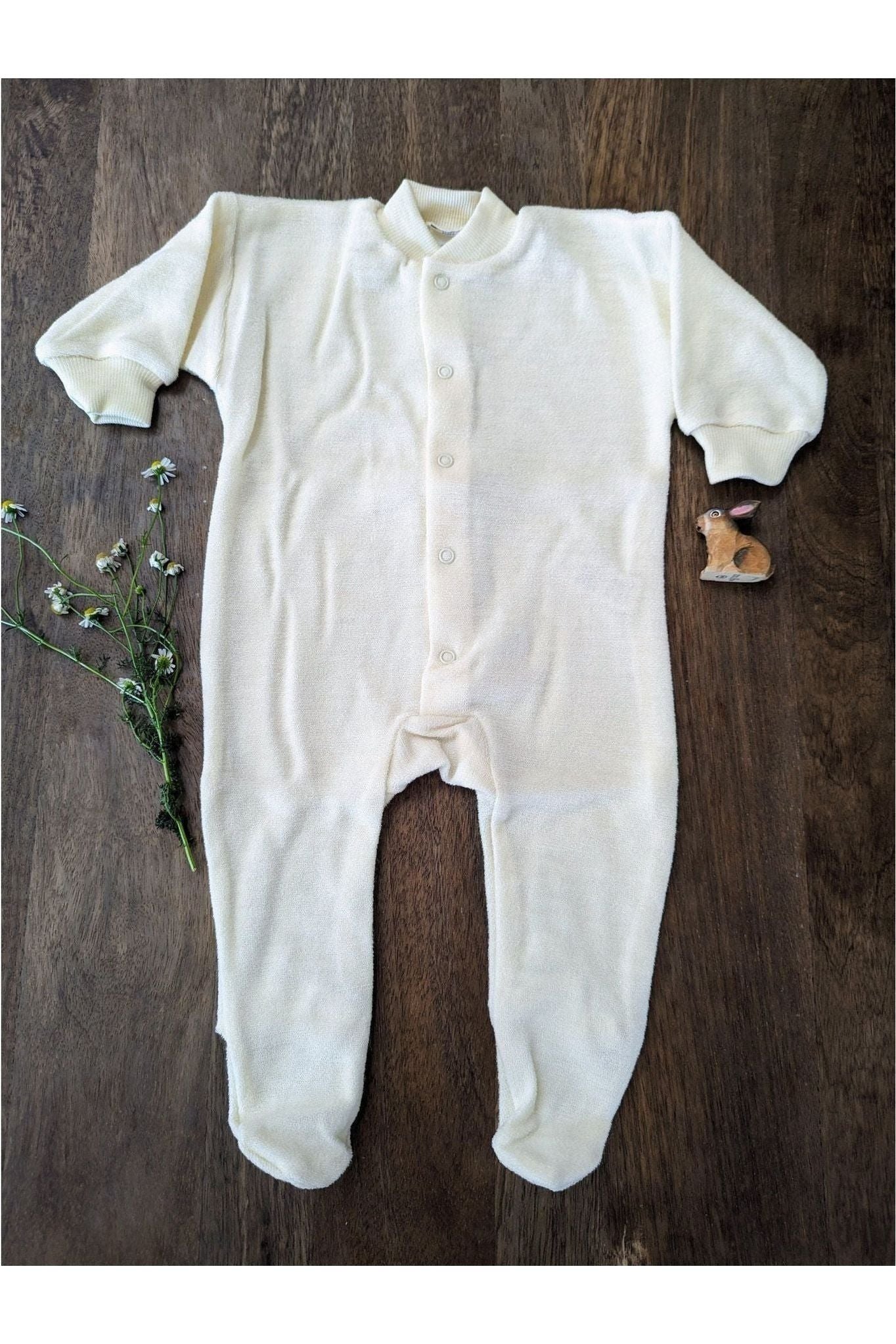 Cosilana - Organic Wool Terry Baby Pajamas - with Feet - Nature's Wild Child