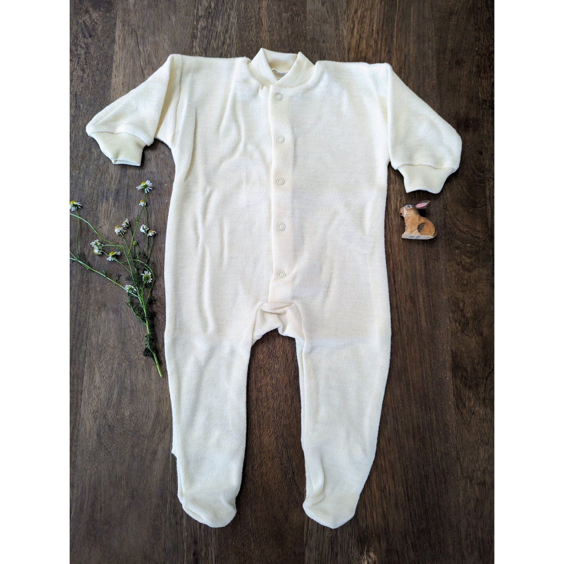 Cosilana - Organic Wool Terry Baby Pajamas - with Feet - Nature's Wild Child