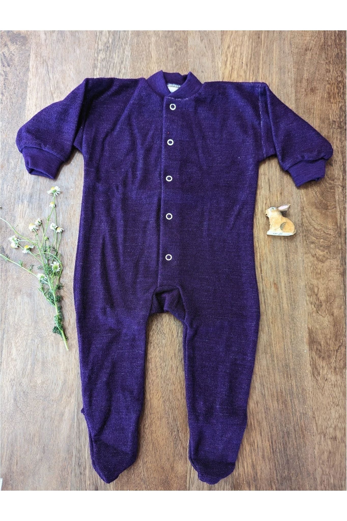 Cosilana - Organic Wool Terry Baby Pajamas - with Feet - Nature's Wild Child