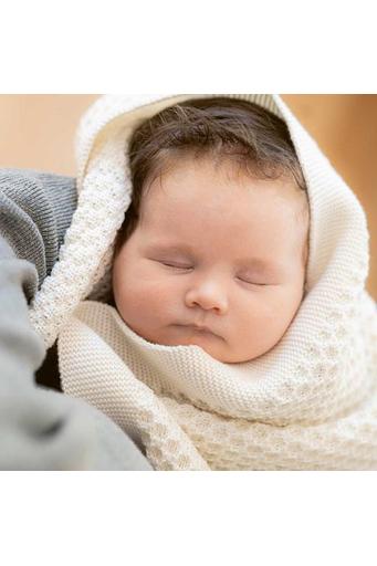 Gray Disana Honeycomb Baby Blanket 100% Organic Merino Wool