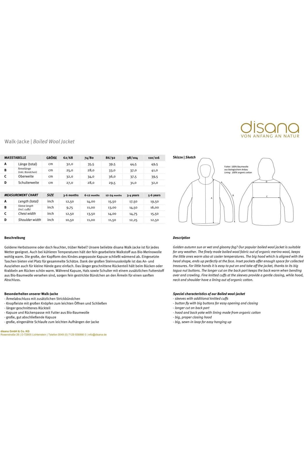 Disana Organic Boiled Wool Jacket - Nature's Wild Child