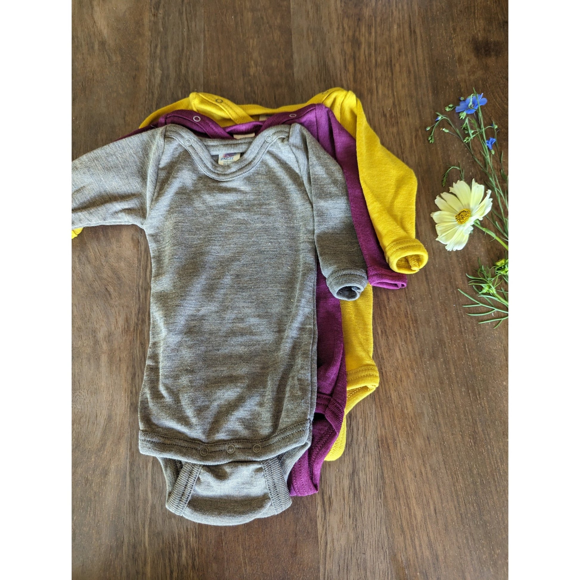 Engel - Baby Thermal Bodysuit with Long Sleeves, 70% Merino Wool 30% Silk,  Sizes Newborn 