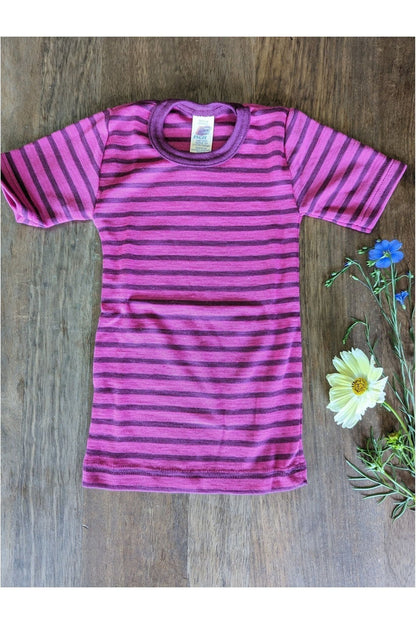 Engel - Organic Merino Wool Silk T-Shirt for Kids - Stripes - Nature's Wild Child