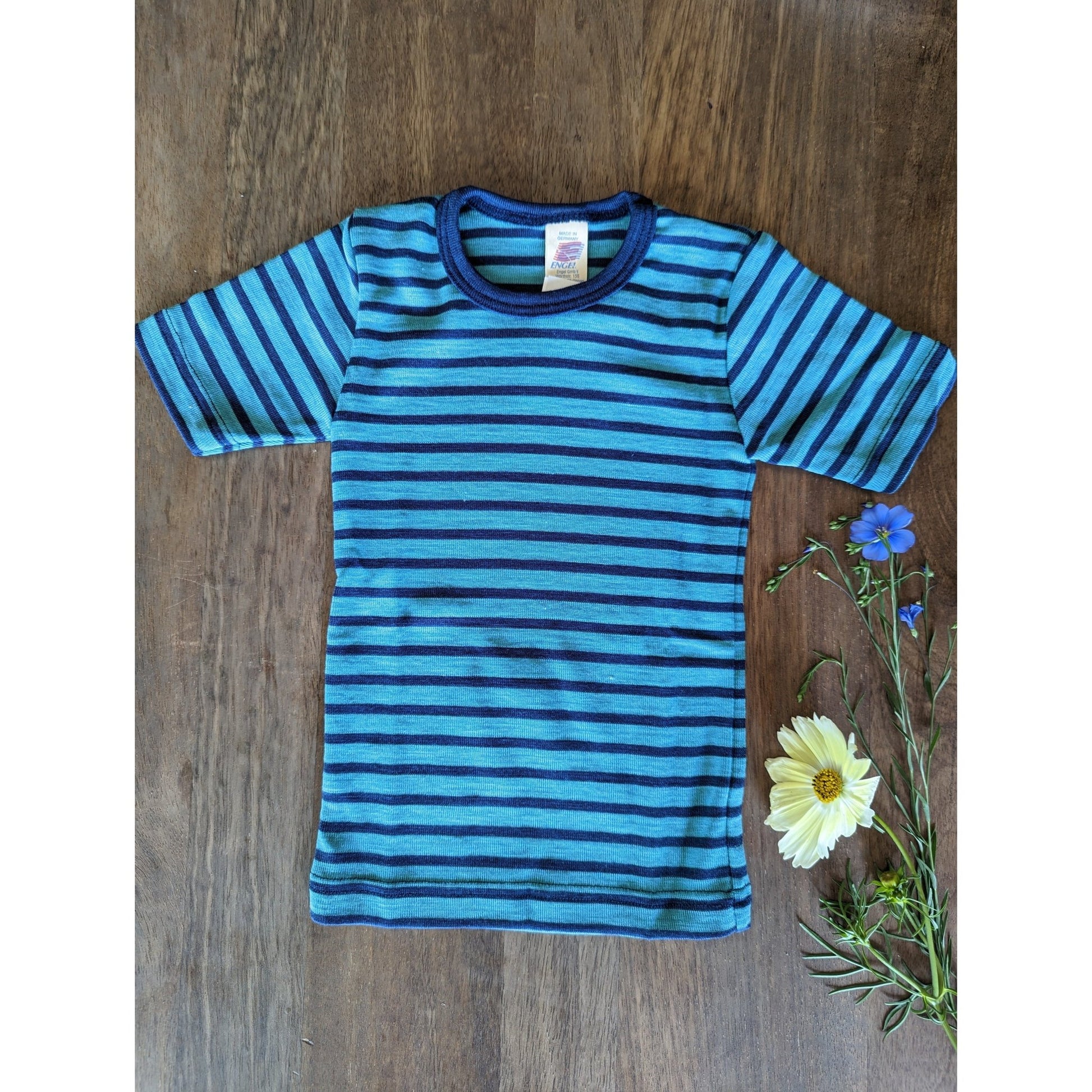Engel - Organic Merino Wool Silk T-Shirt for Kids - Stripes - Nature's Wild Child