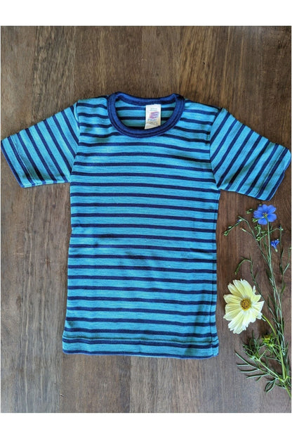 Engel - Organic Merino Wool Silk T-Shirt for Kids - Stripes - Nature's Wild Child