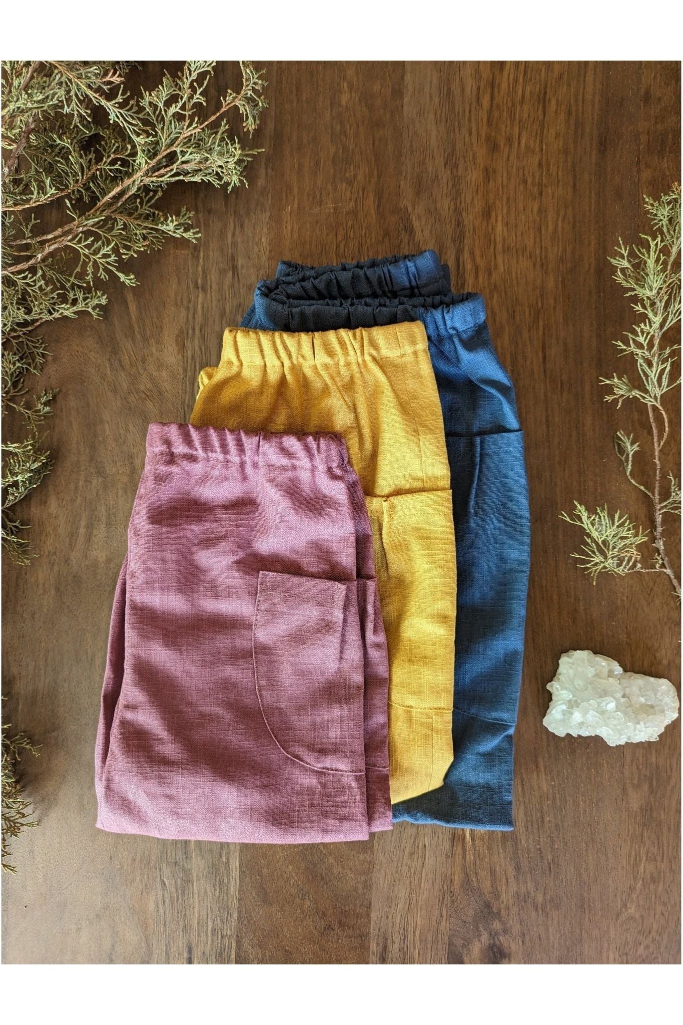 Kleine Schobbejak - Stonewashed Children's Linen Pants - Blueberry - Nature's Wild Child