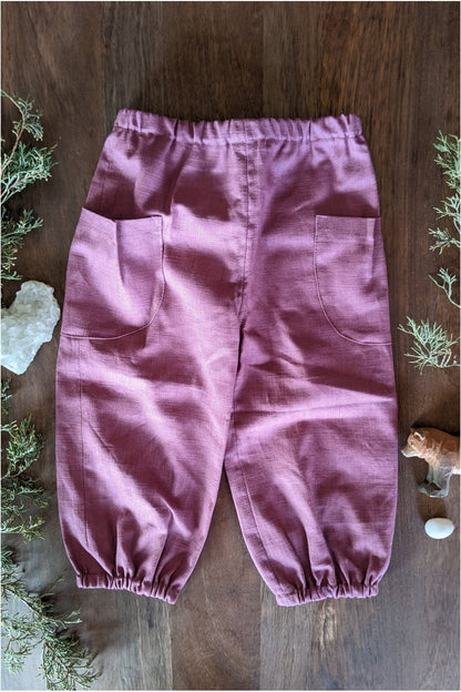 Kleine Schobbejak - Stonewashed Children's Linen Pants - Vintage Pink - Nature's Wild Child