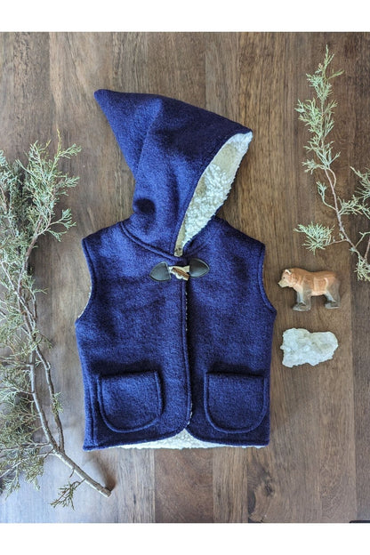Kleine Schobbejak - Wool Hooded Pixie Vest - Dark Purple - Nature's Wild Child
