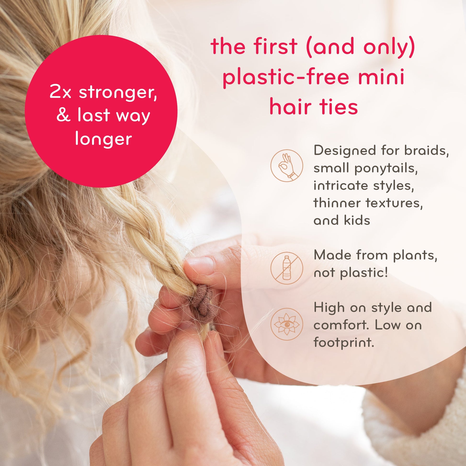 Kooshoo Plastic Free Hair Ties - Organic Cotton and Natural Rubber - Mini - Nature's Wild Child
