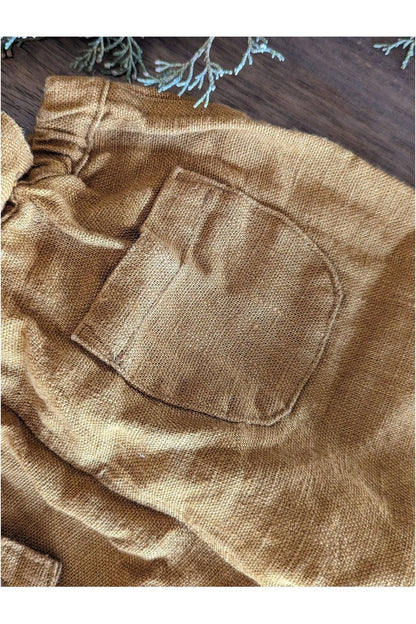 Linen Pants with Suspenders - Le Petite Alice - Mustard - Nature's Wild Child