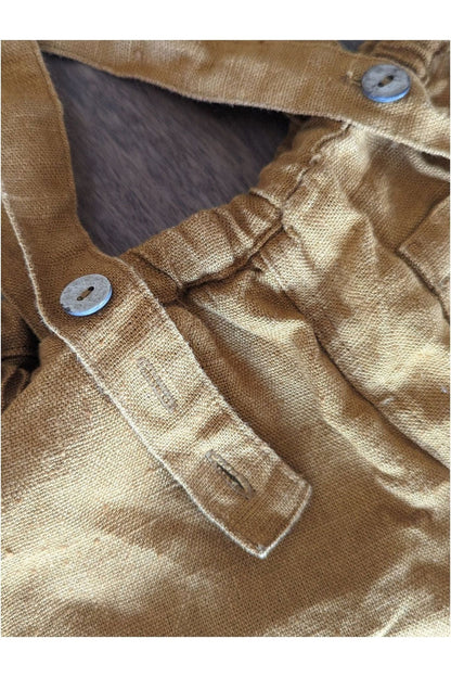 Linen Pants with Suspenders - Le Petite Alice - Mustard - Nature's Wild Child