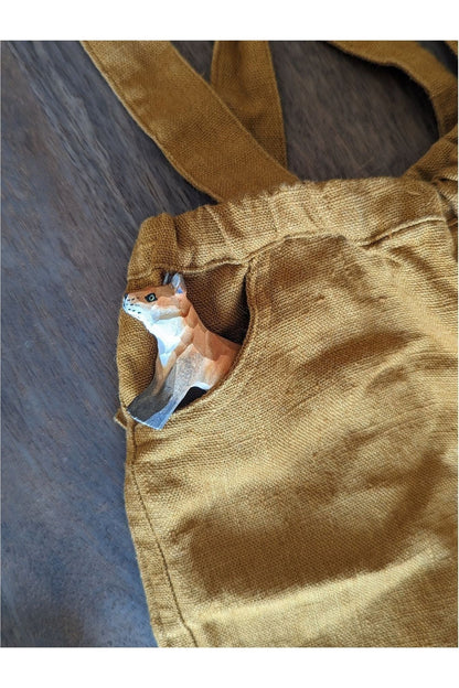 Linen Pants with Suspenders - Le Petite Alice - Mustard - Nature's Wild Child
