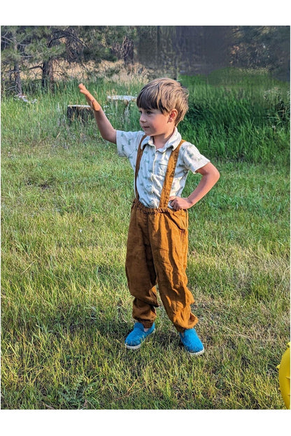 Linen Pants with Suspenders - Mustard - Nature's Wild Child