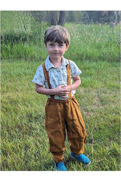 Linen Pants with Suspenders - Mustard - Nature's Wild Child