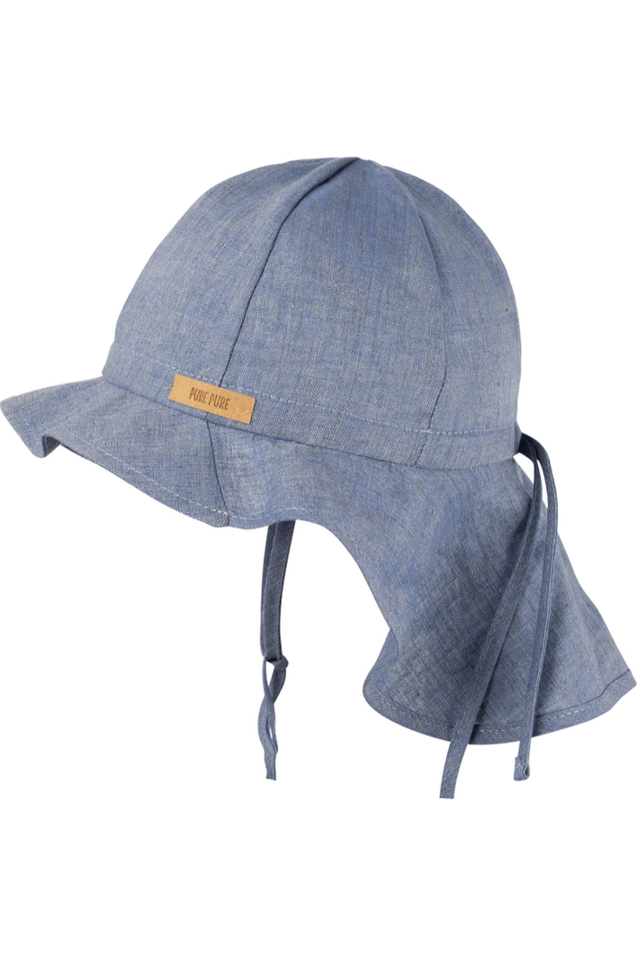 Linen Sun Hat with Neck Protection Baby and Kids 4 colors