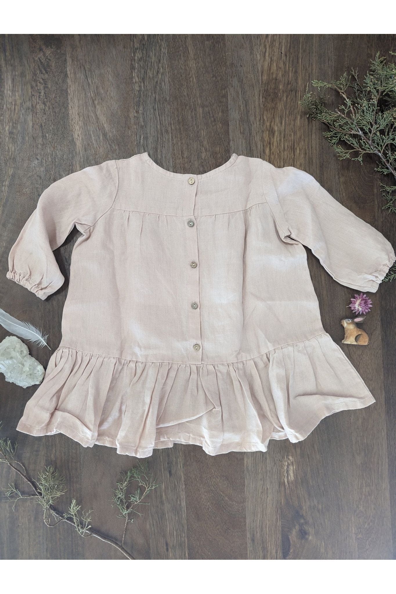 Long Sleeve Linen Peace Dress - Le Petite Alice - Nature's Wild Child