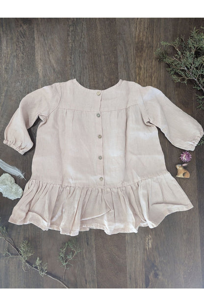 Long Sleeve Linen Peace Dress - Le Petite Alice - Nature's Wild Child