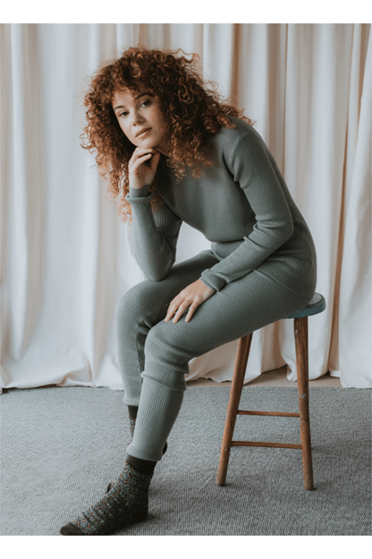 Mabli - Merino Long Sleeve Women's Top - Magnus Skinny Rib - Nature's Wild Child