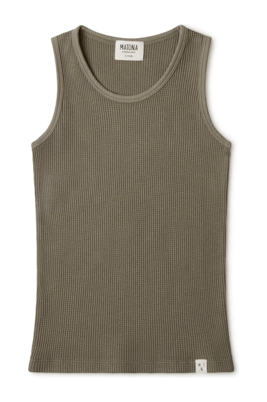 Matona - GOTS Organic Cotton Kids Waffle Tank - Olive (1-10 years) - Nature's Wild Child