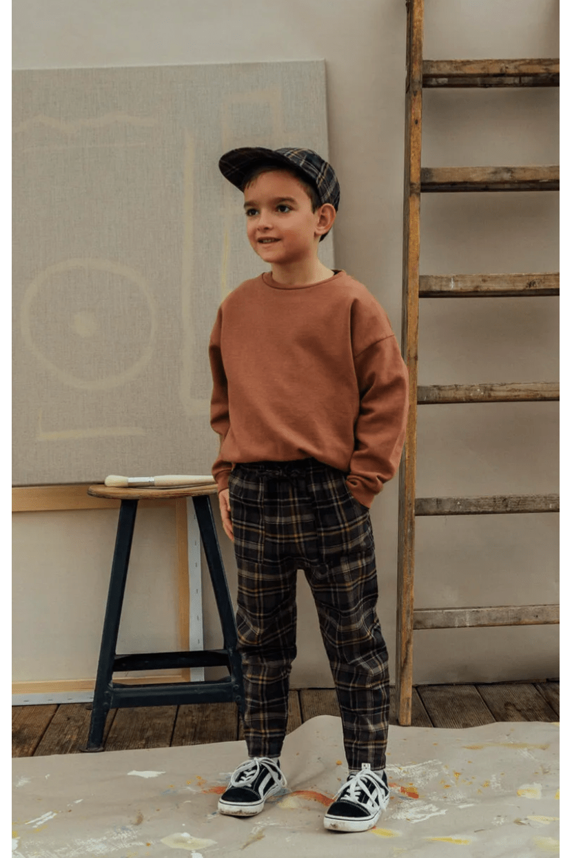 Matona - Organic Cotton - Plaid Leo Pants - Dark Tartan - Nature's Wild Child