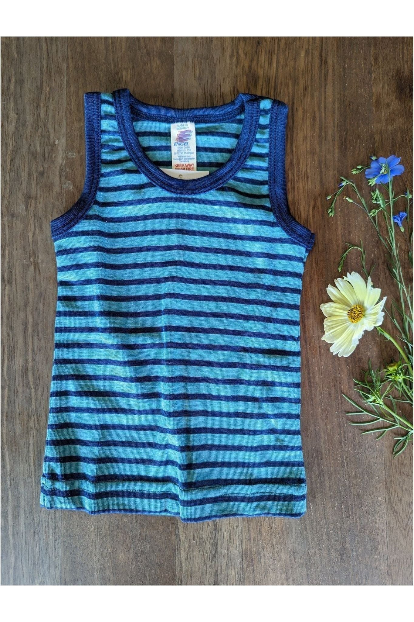 Organic Merino Wool Silk Tank Top - Toddlers and Kids - Stripes - Nature's Wild Child