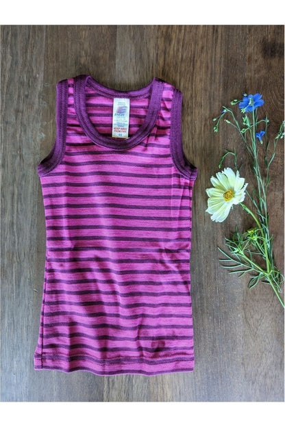 Organic Merino Wool Silk Tank Top - Toddlers and Kids - Stripes - Nature's Wild Child