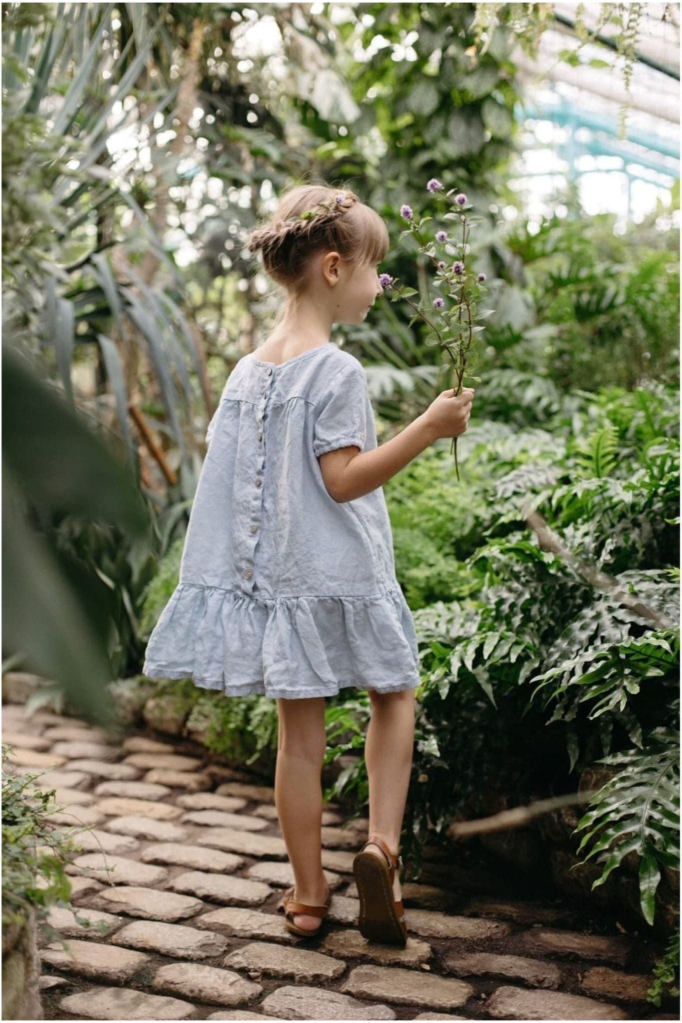 Short Sleeve Linen Dress - Pink 122/128 (7-8 years) Short Sleeve Linen Dress - Pink 122/128 (7-8 years)