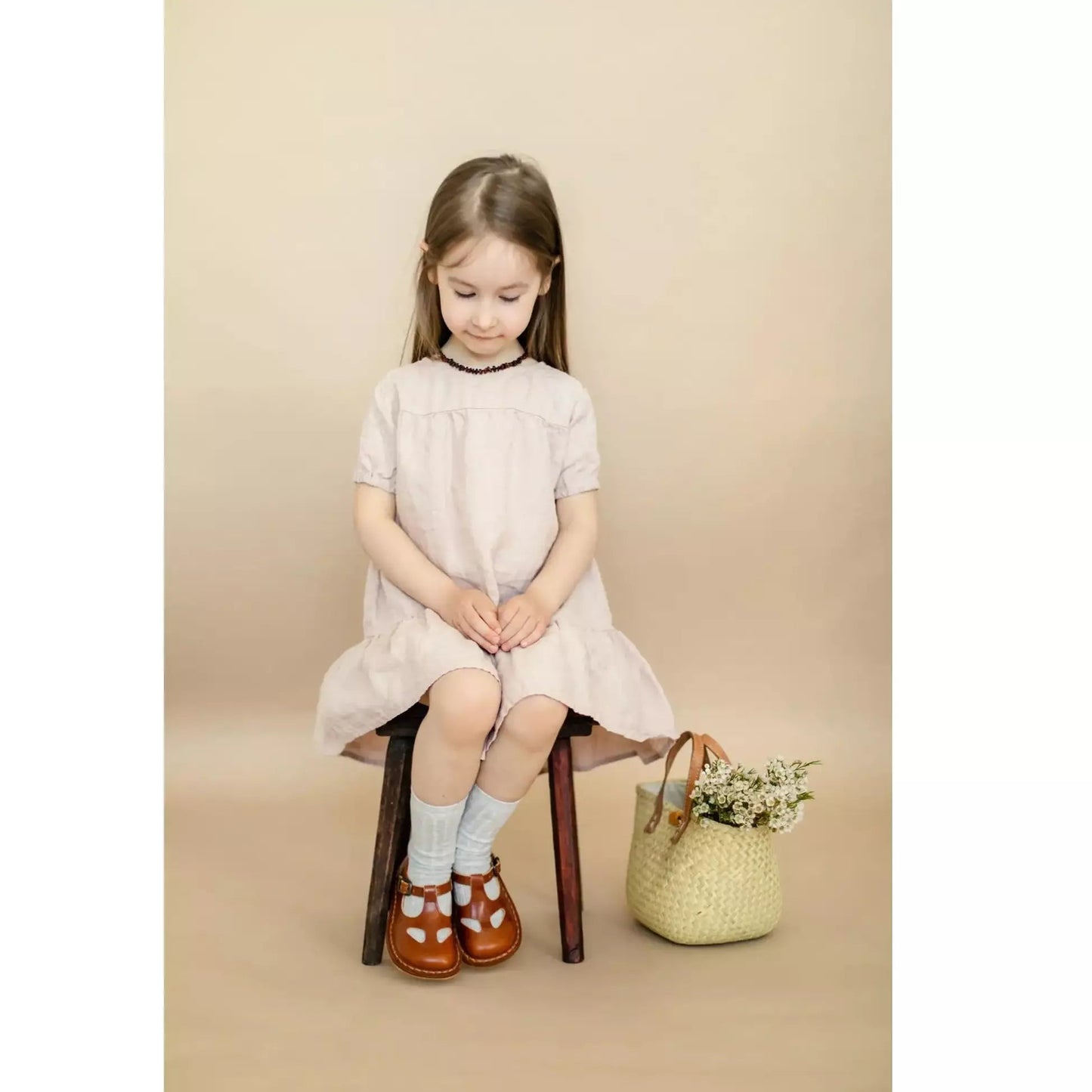 Short Sleeve Linen Dress - Le Petite Alice - Pink - Nature's Wild Child