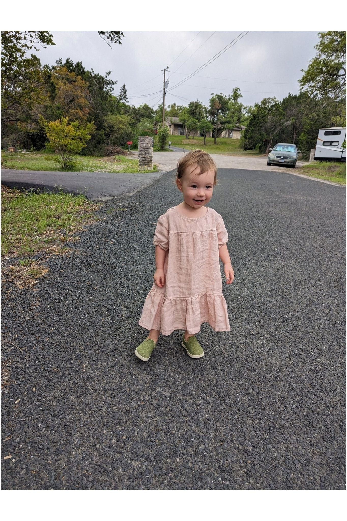 Short Sleeve Linen Dress - Pink 122/128 (7-8 years) Short Sleeve Linen Dress - Pink 122/128 (7-8 years)