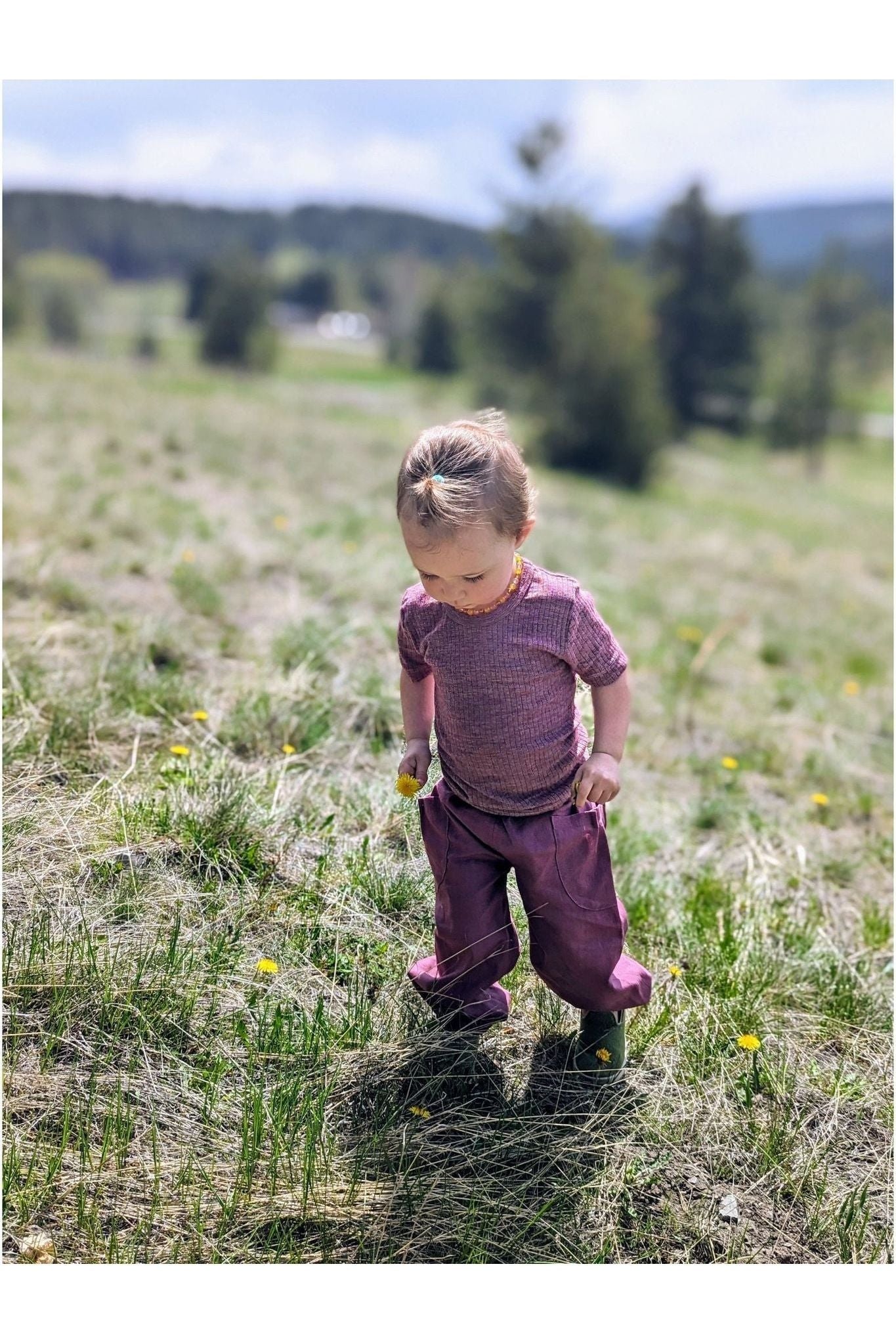 Stonewashed Children's Linen Pants - Blueberry - Nature's Wild Child