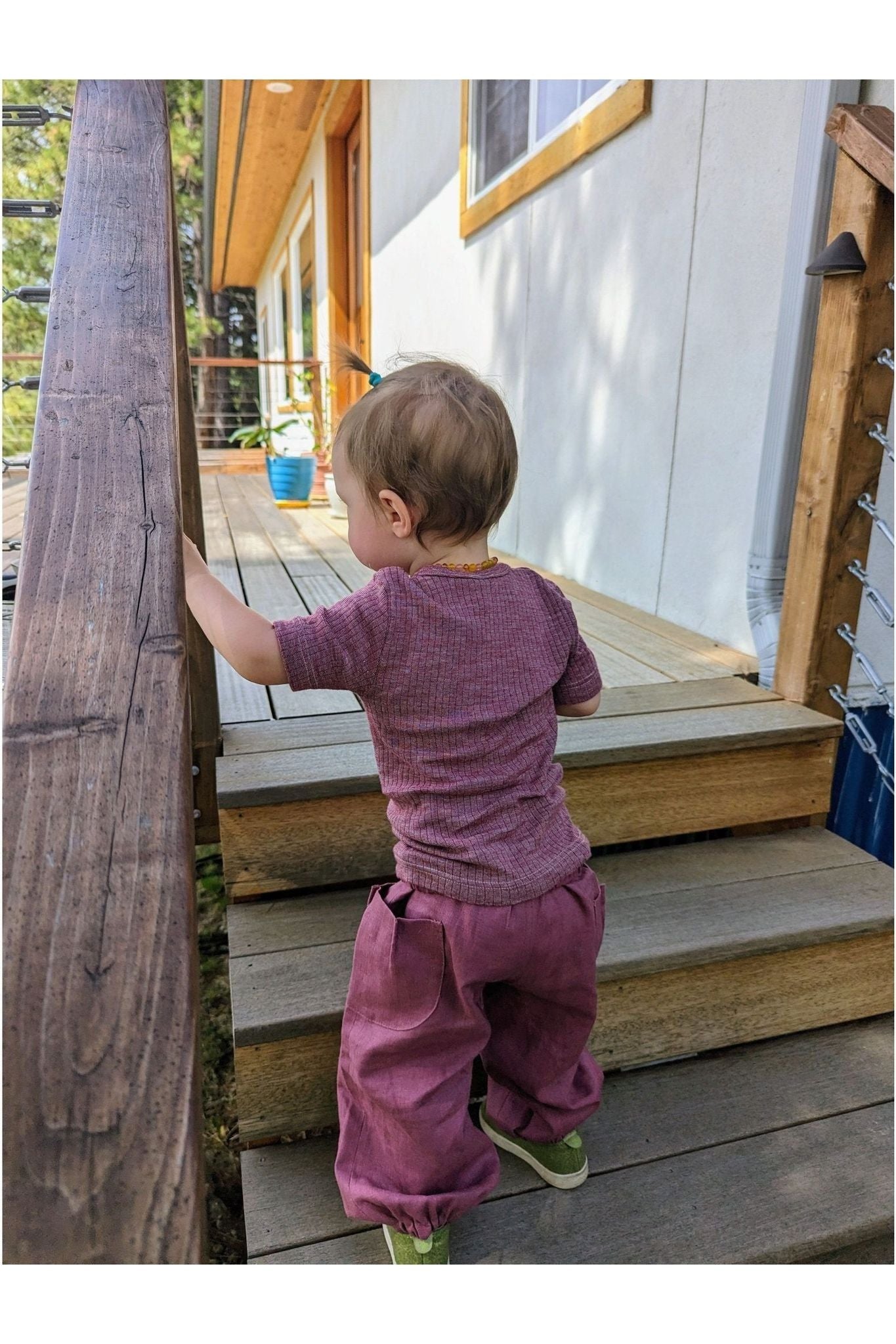 Stonewashed Children's Linen Pants - Blueberry - Nature's Wild Child