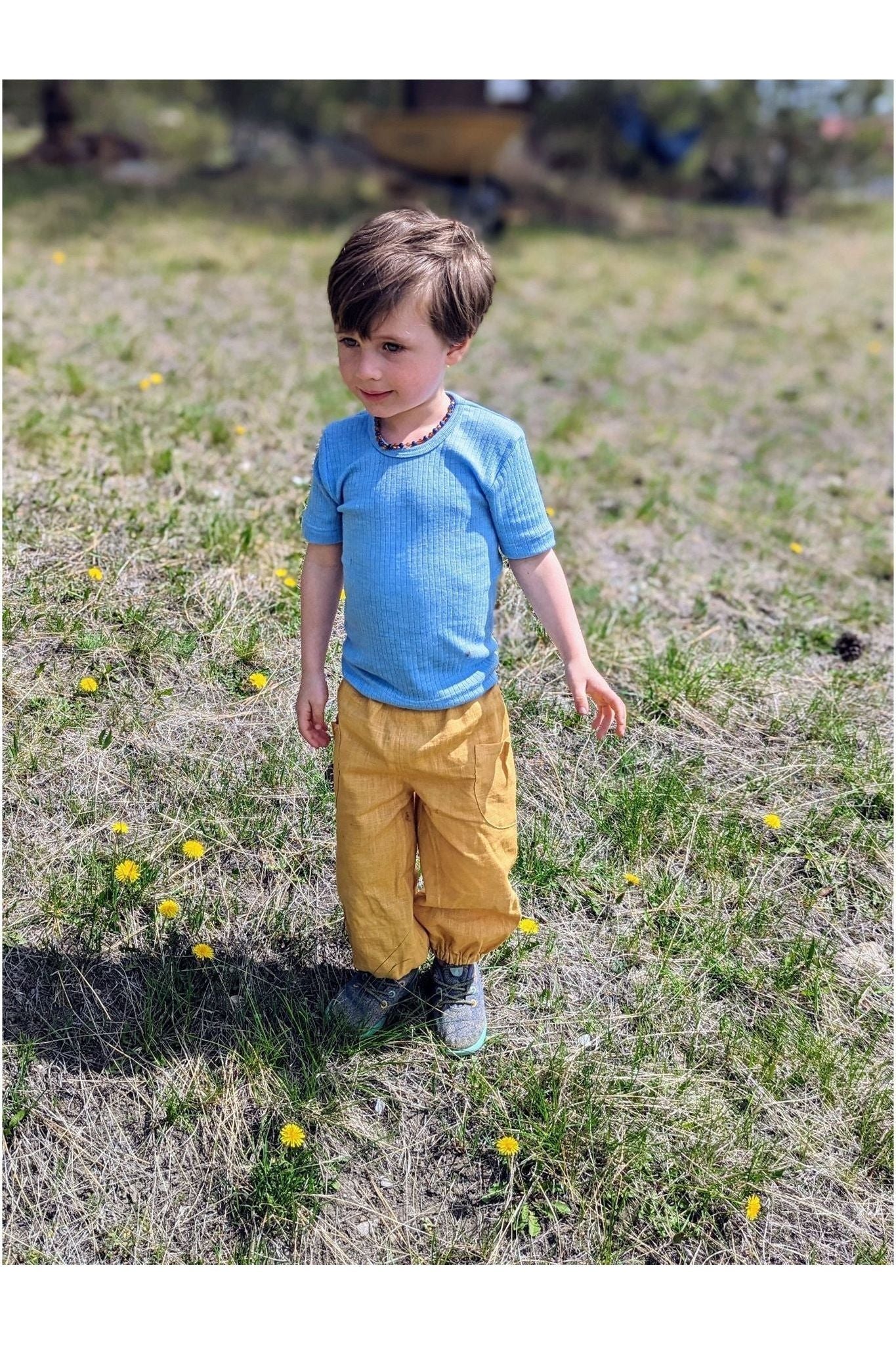 Stonewashed Children's Linen Pants - Blueberry - Nature's Wild Child