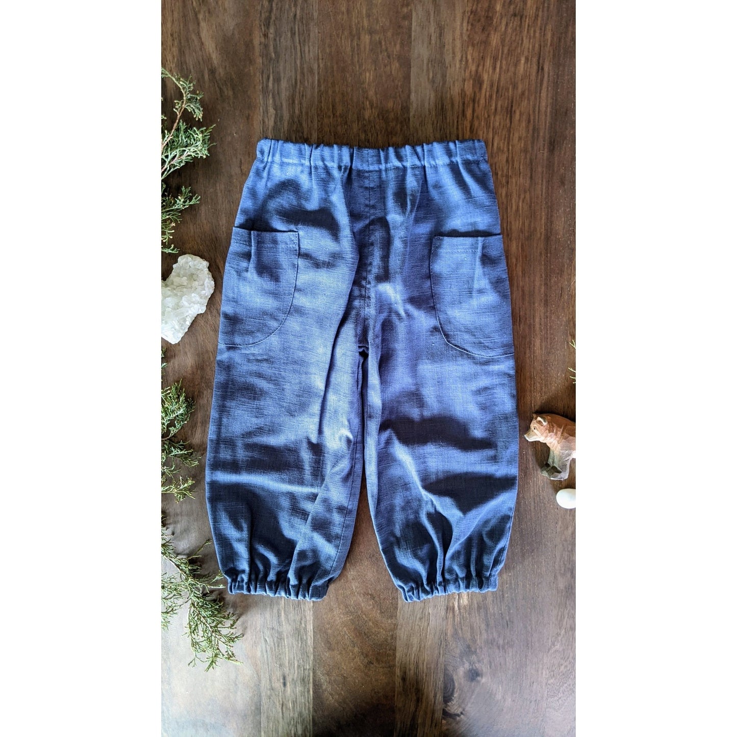 Stonewashed Children's Linen Pants - Blueberry - Nature's Wild Child