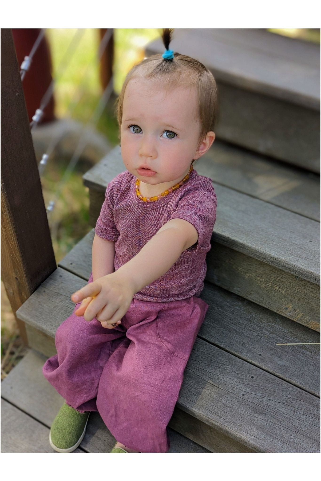 Stonewashed Children's Linen Pants - Blueberry - Nature's Wild Child